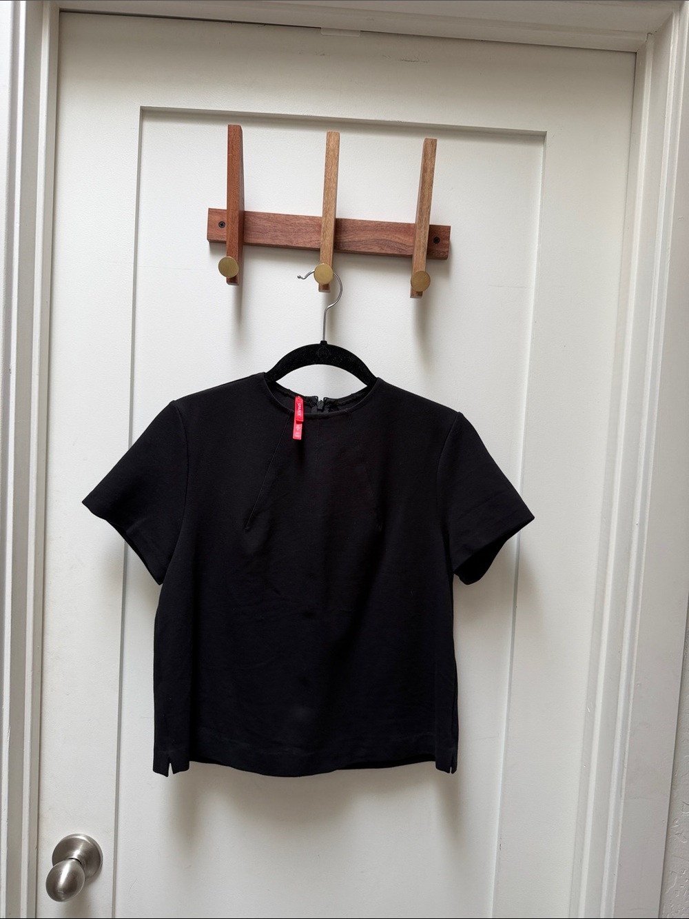 SPANX Black Short Sleeve Boxy Crewneck Top